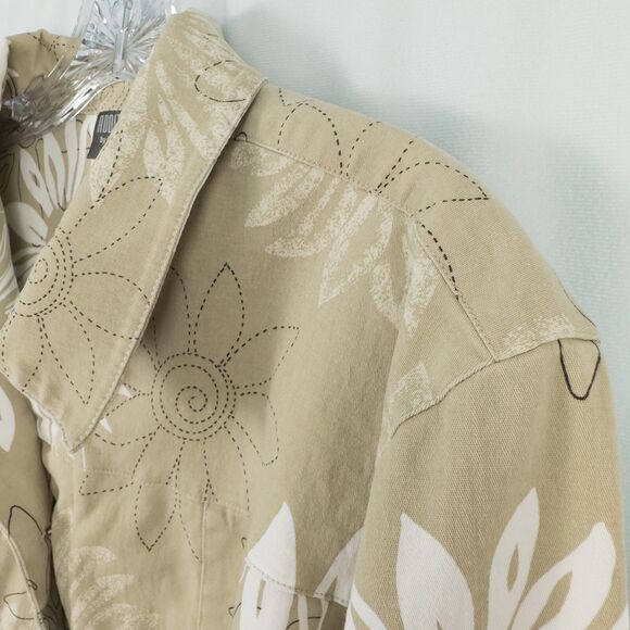 Additions by Chicos Floral Cotton Twill Button Jacket Womens 3 (XL) Khaki Beige - Picture 8 of 16